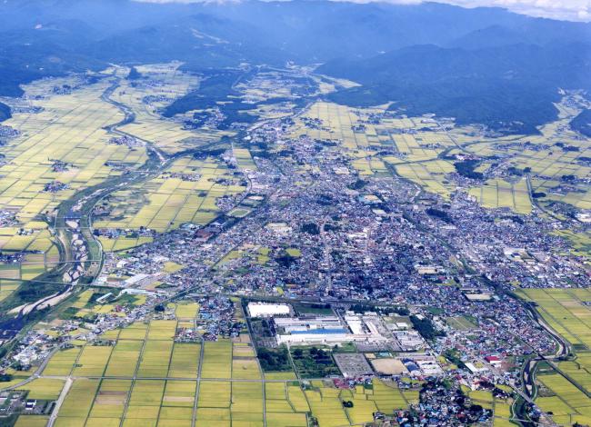 喜多方市の航空写真
