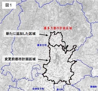 新たに都市計画区域に追加した区域(図1)